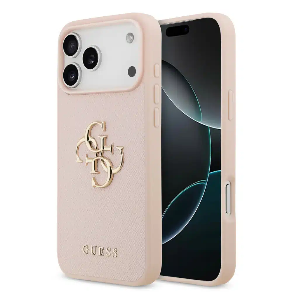 Guess iPhone 17 Pro Max Backcover hoesje - Grained - Big 4G Logo - Roze-1