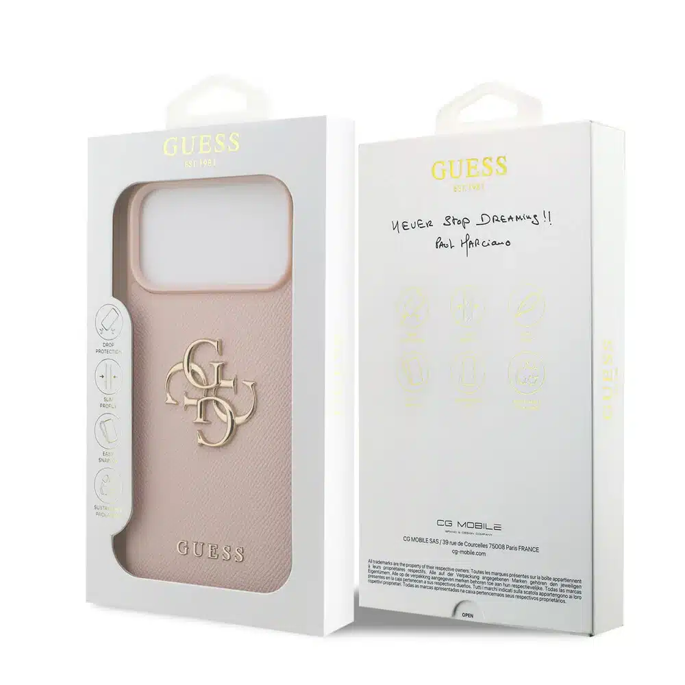 Guess iPhone 17 Pro Max Backcover hoesje - Grained - Big 4G Logo - Roze-8