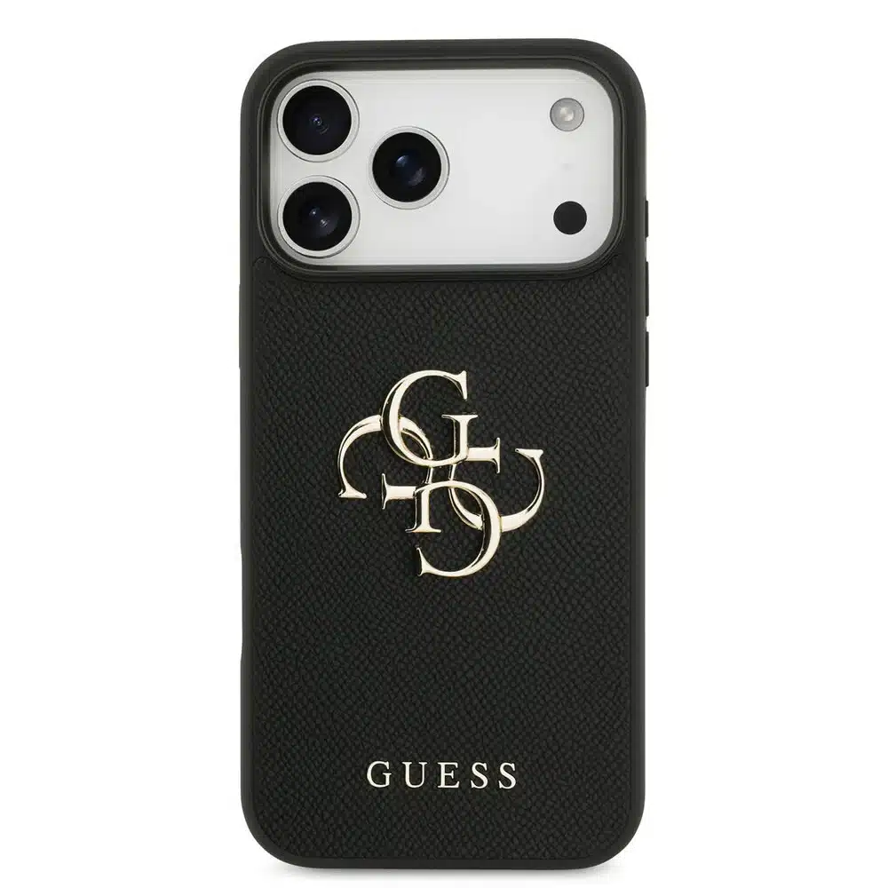 Guess iPhone 17 Pro Max Backcover hoesje - Grained - Big 4G Logo - Zwart-3