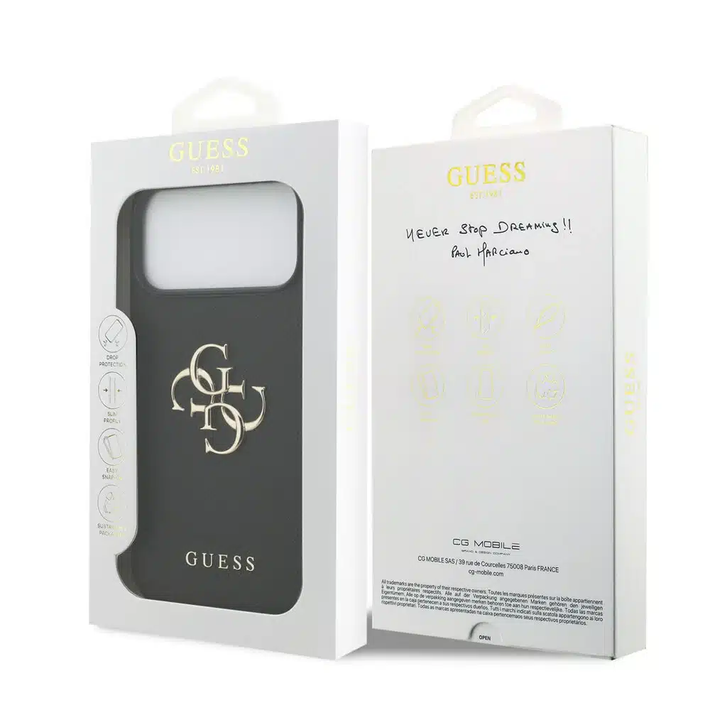 Guess iPhone 17 Pro Max Backcover hoesje - Grained - Big 4G Logo - Zwart-8