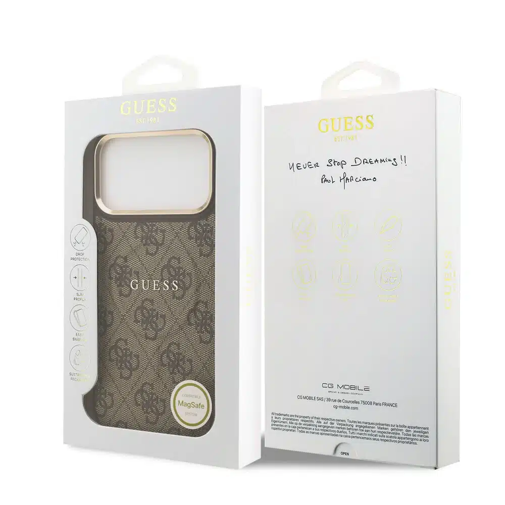 Guess-Backcover-Magsafe PU Leather-4G Classic Logo-iPhone 17 Pro Max-18 Pro Max-Bruin - Afbeelding 8