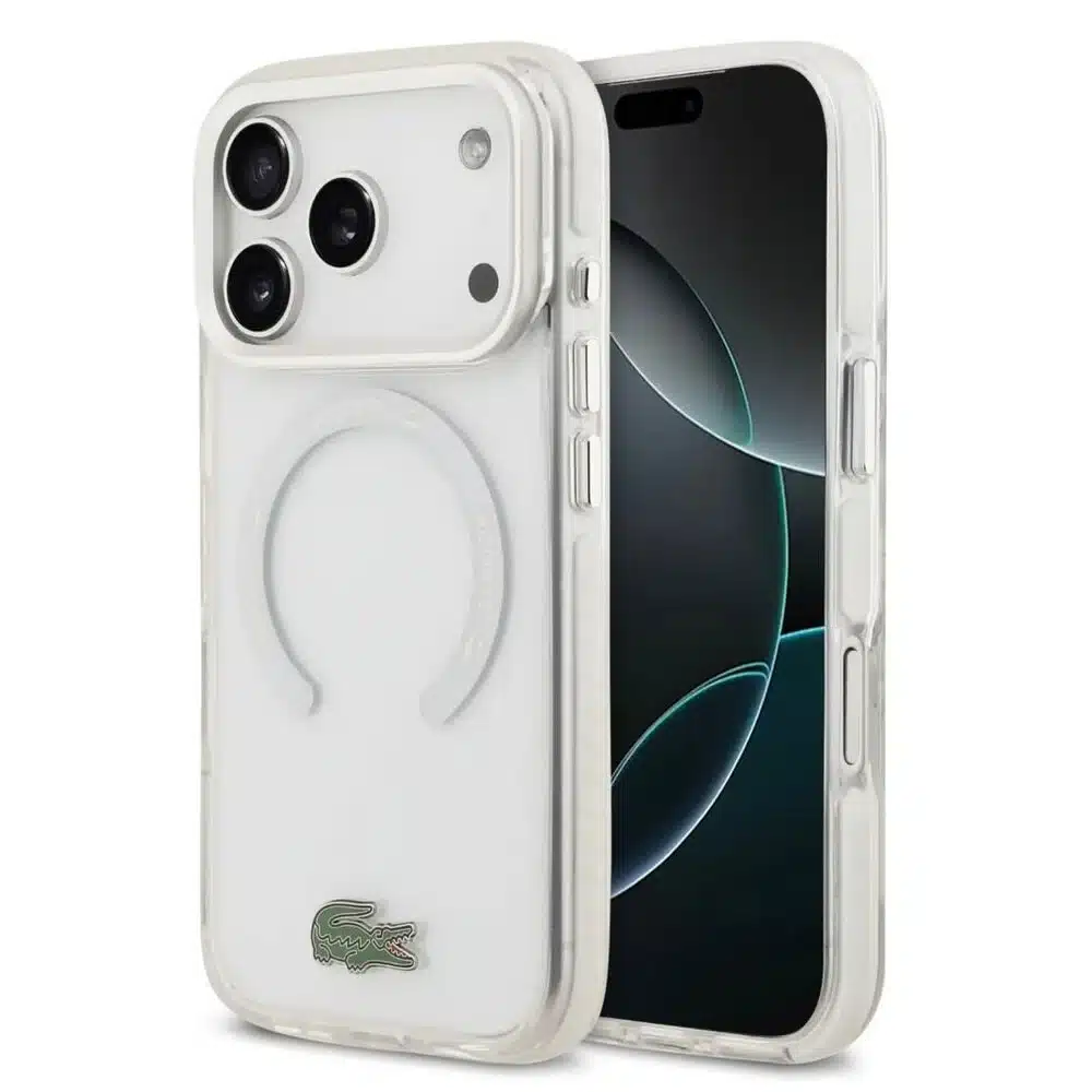 Lacoste iPhone 17 ProMax Backcover hoesje - MagSafe - Frosted Finish - Wit-1