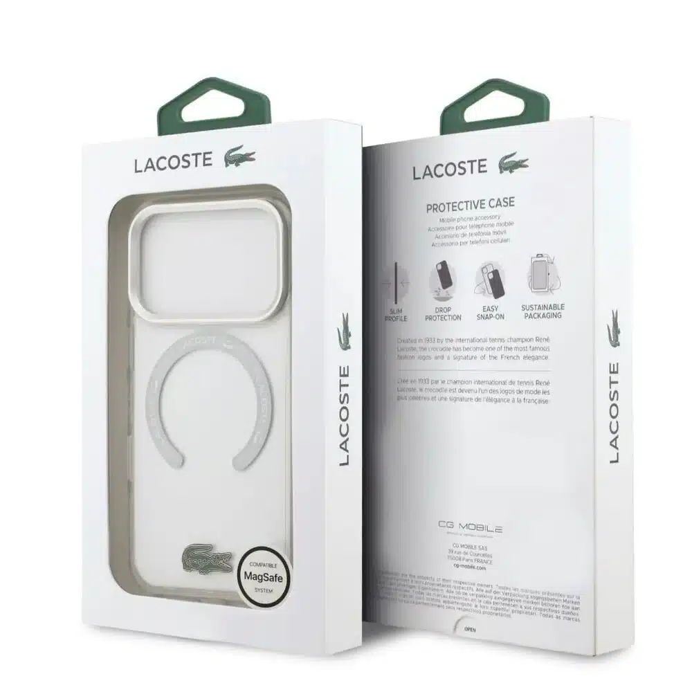 Lacoste iPhone 17 ProMax Backcover hoesje - MagSafe - Frosted Finish - Wit-8