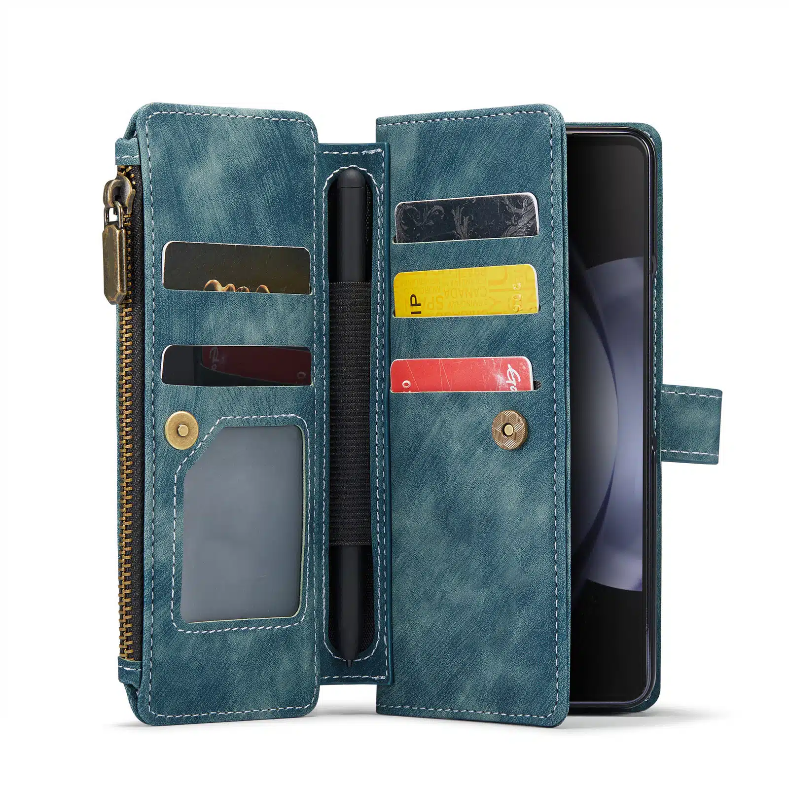 Solidenz - Wallet Bookcase 2 in 1 - Geschikt voor Samsung Z Fold 7 - Blauw - Afbeelding 7