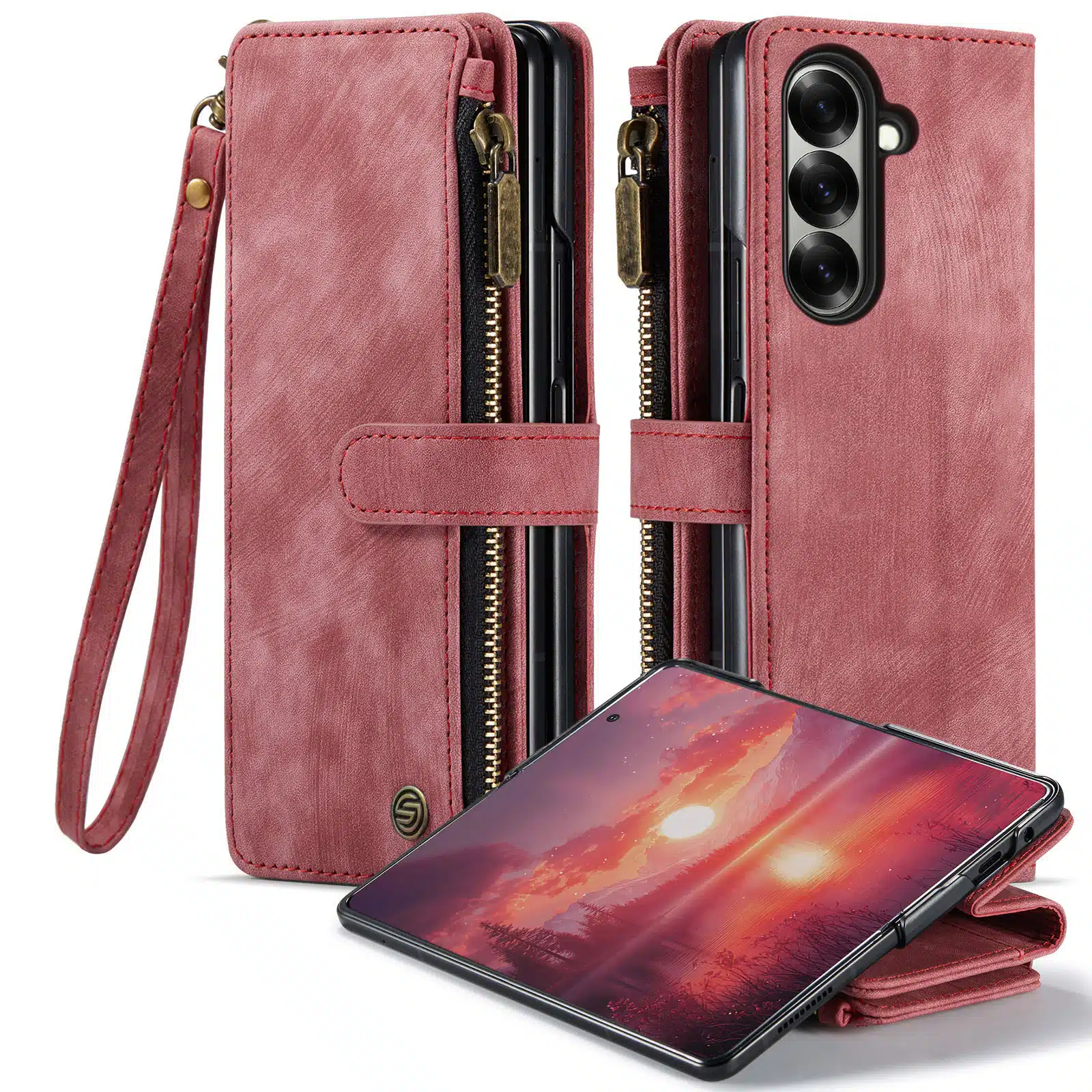 Solidenz-Urban-Bookcase-2in1-Samsung-Z-Fold-7-Hoesje-Rood-1-Cityhoesje.nl