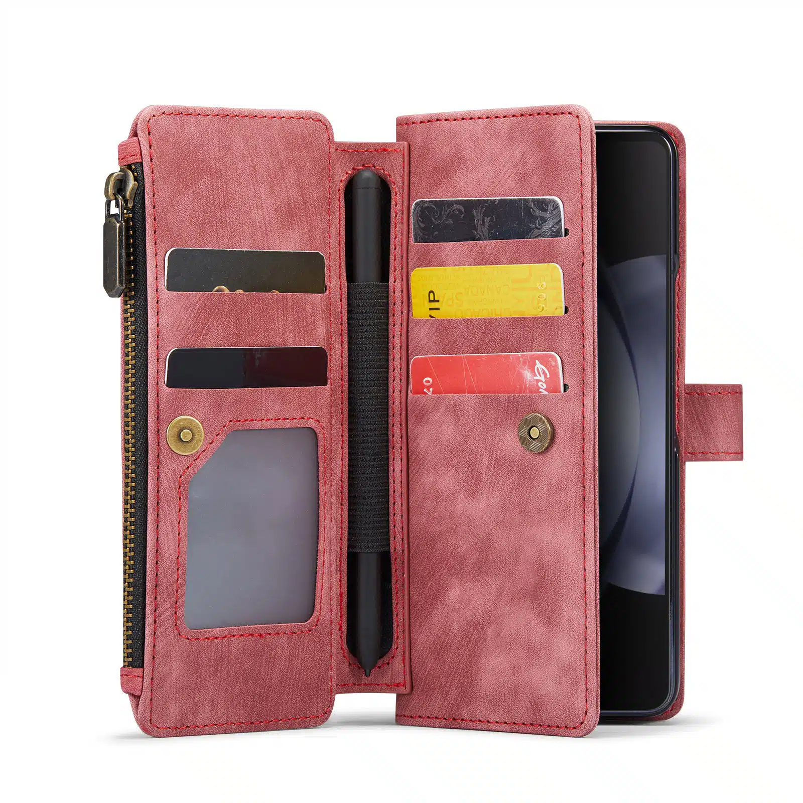 Solidenz-Urban-Bookcase-2in1-Samsung-Z-Fold-7-Hoesje-Rood-2-Cityhoesje.nl