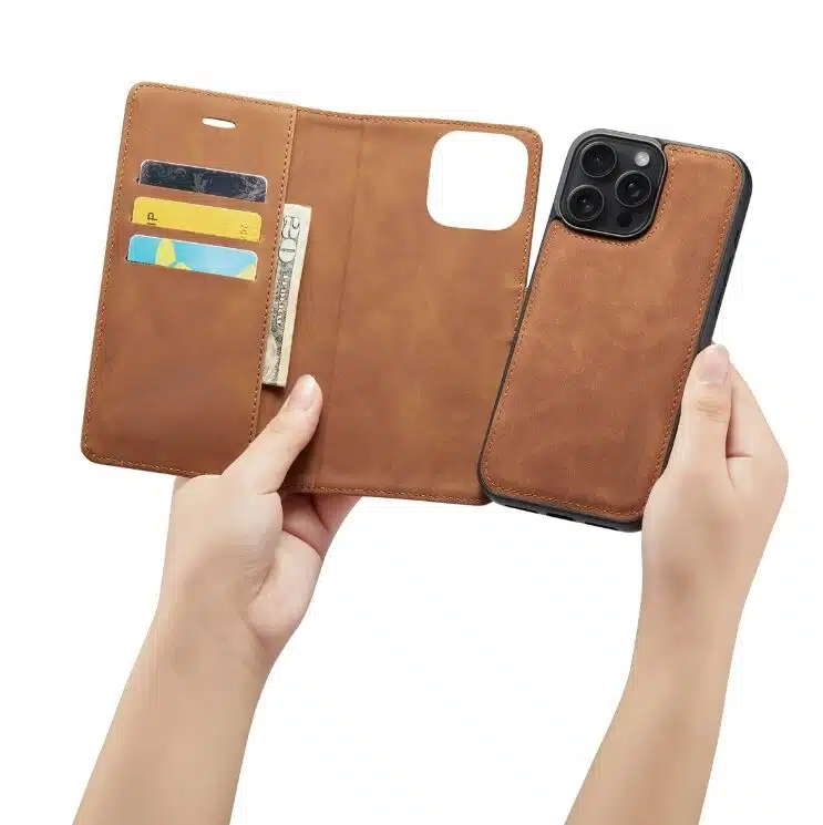 Cityhoesje-Bookcase-iPhone 16 Pro Max-2 in 1-Bruin - Afbeelding 4