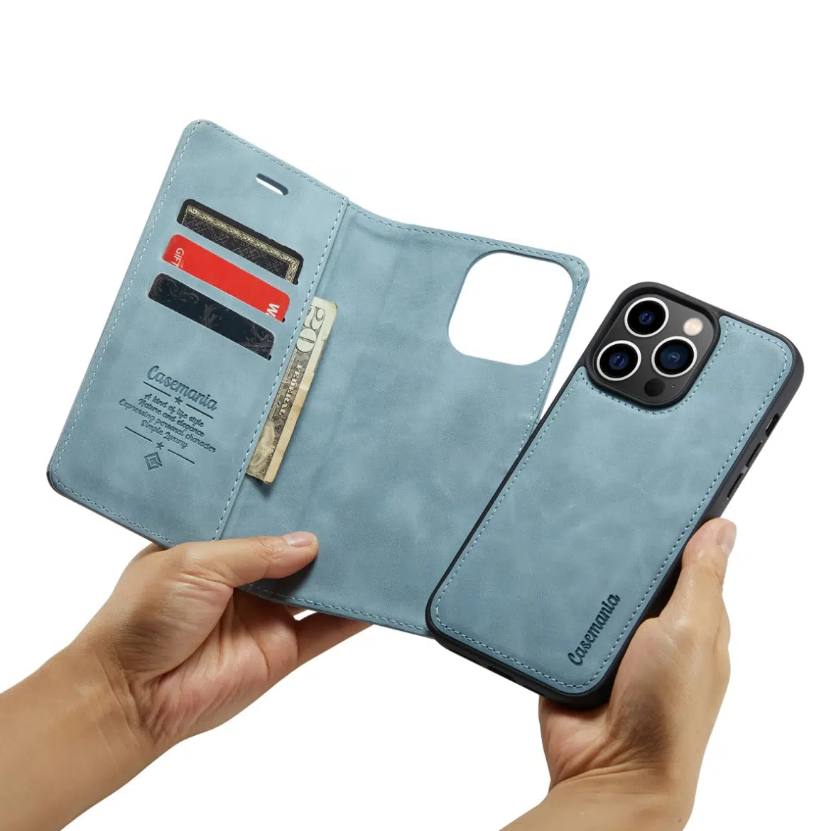Casemania - Bookcase 2-in-1 hoesje – iPhone 15 Pro Max - LichtBlauw - Afbeelding 2