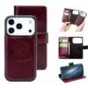 Cityhoesje-2in1-Bookcase-iPhone 17 Pro-18 Pro-Leren-Bordeaux - Thumbnail Image 3
