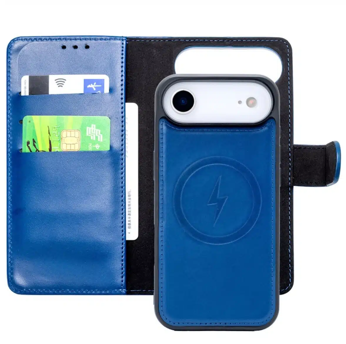 Cityhoesje-Bookcase 2 in 1 iPhone 17 Air-Magsafe-Leer-Blauw - Afbeelding 3