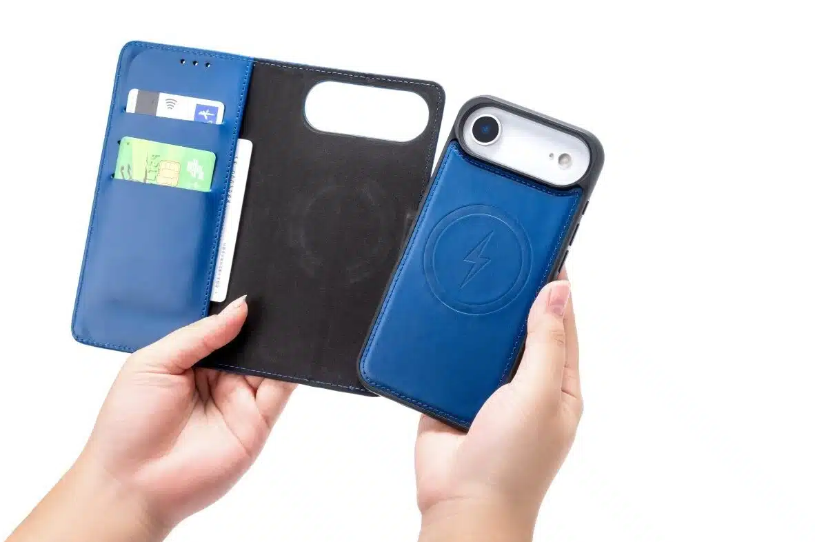 Cityhoesje-Bookcase 2 in 1 iPhone 17 Air-Magsafe-Leer-Blauw - Afbeelding 4