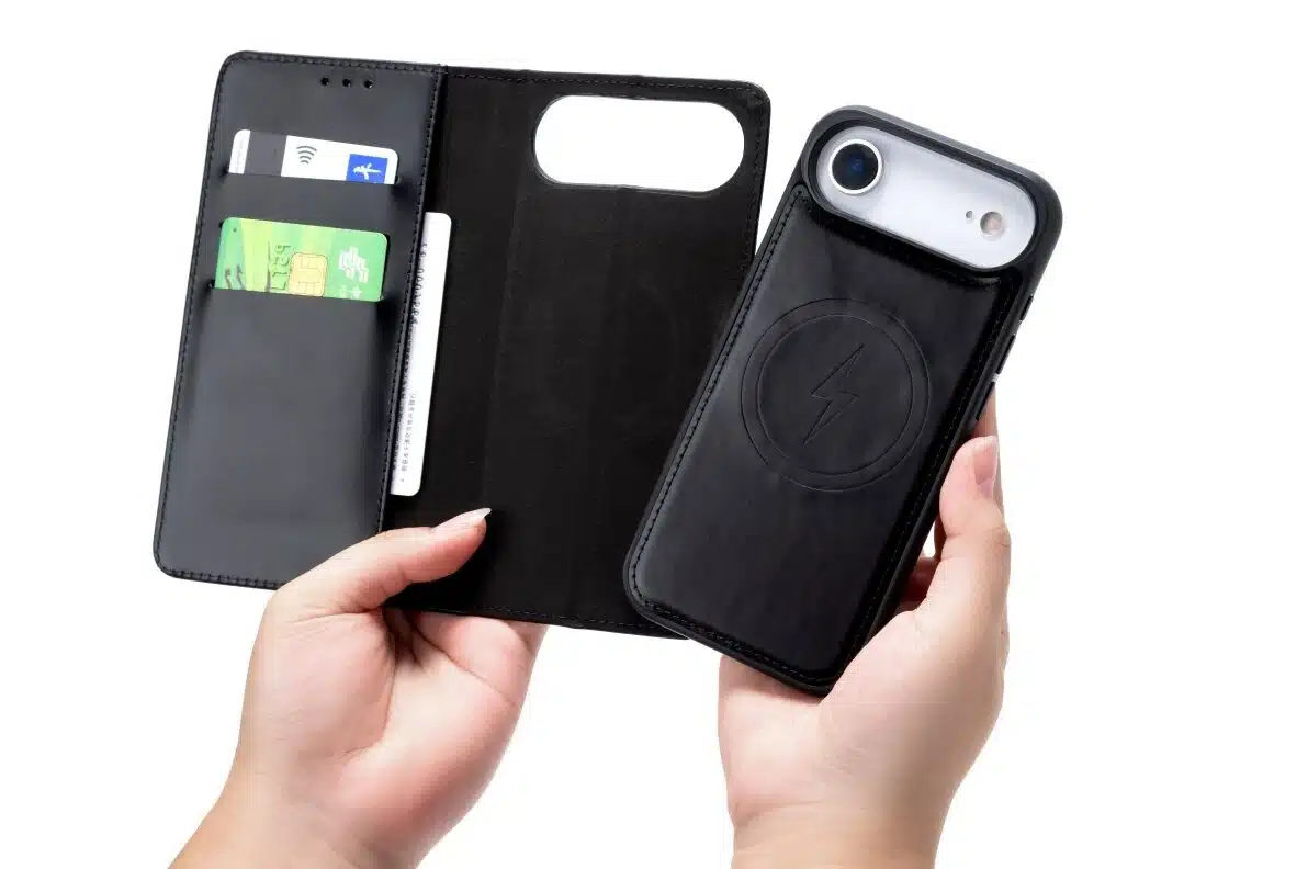 Cityhoesje-Bookcase 2 in 1 -iPhone 17 Air-Magsafe-Leer-Zwart - Afbeelding 3