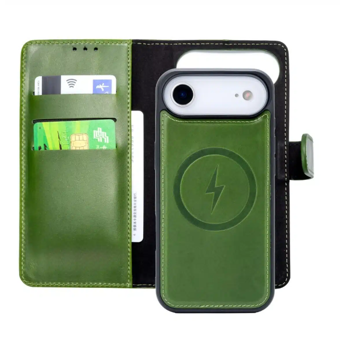 Cityhoesje-Bookcase 2 in 1 iPhone 17 Air-Magsafe-Leer-Groen - Afbeelding 4