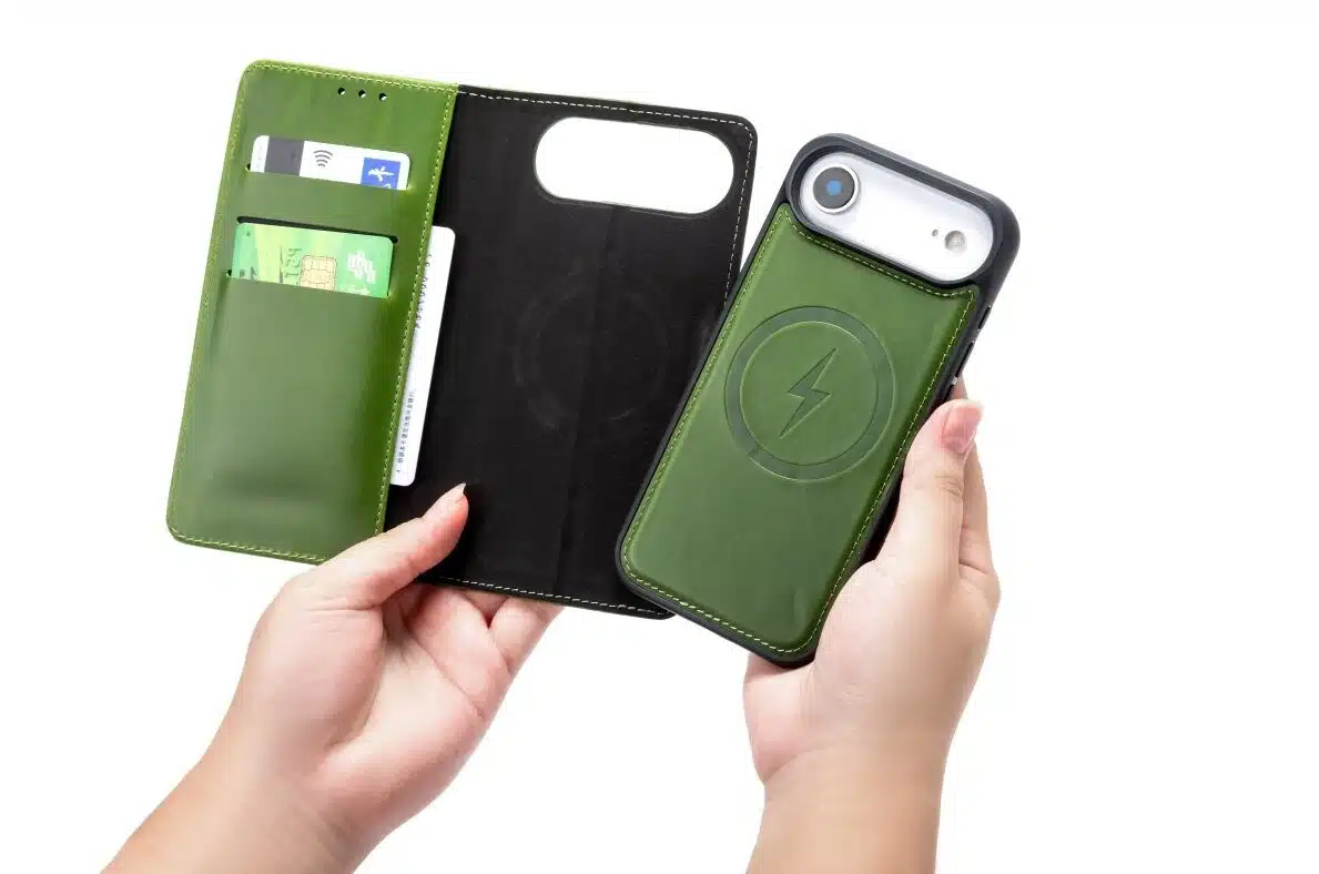 Cityhoesje-Bookcase 2 in 1 iPhone 17 Air-Magsafe-Leer-Groen - Afbeelding 5