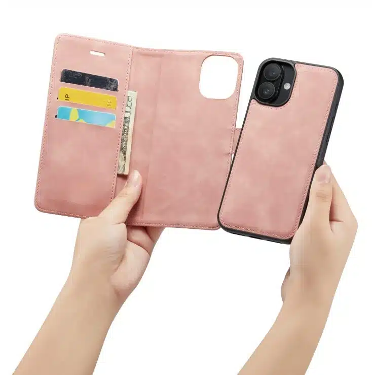 Cityhoesje-Bookcase-iPhone 16-2 in 1-Roze - Afbeelding 2
