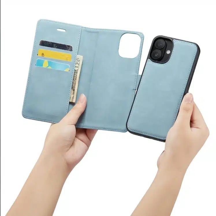 Cityhoesje-Bookcase-iPhone 16-2 in 1-Light Blauw - Afbeelding 3