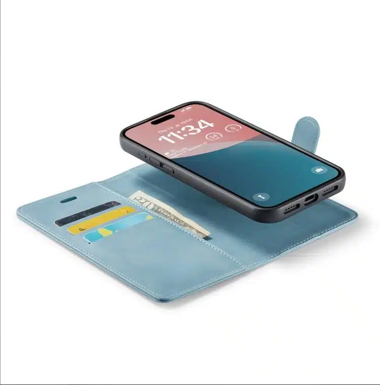 Cityhoesje-Bookcase-iPhone 16-2 in 1-Light Blauw - Afbeelding 6