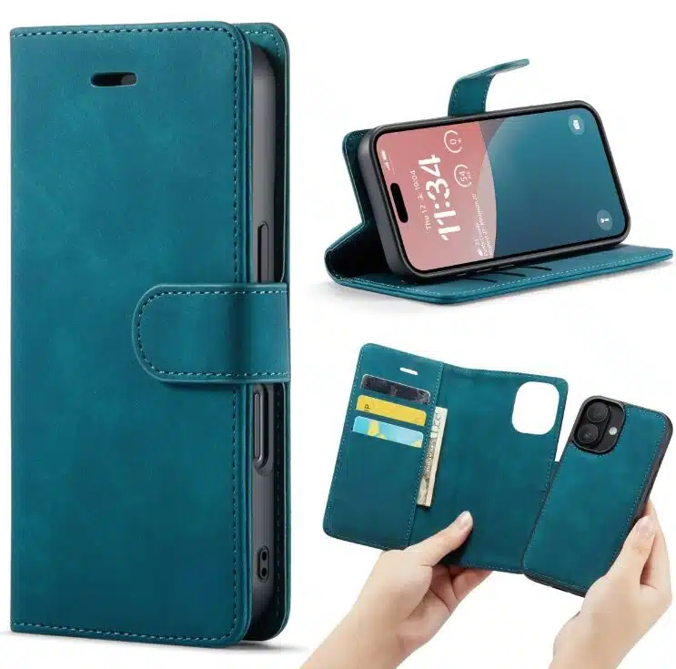 Cityhoesje-Bookcase-iPhone 16-2 in 1-Groen - Afbeelding 1
