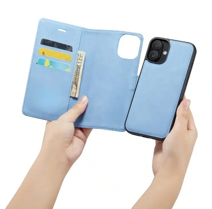 Cityhoesje-Bookcase-iPhone 16-2 in 1-Blauw - Afbeelding 6