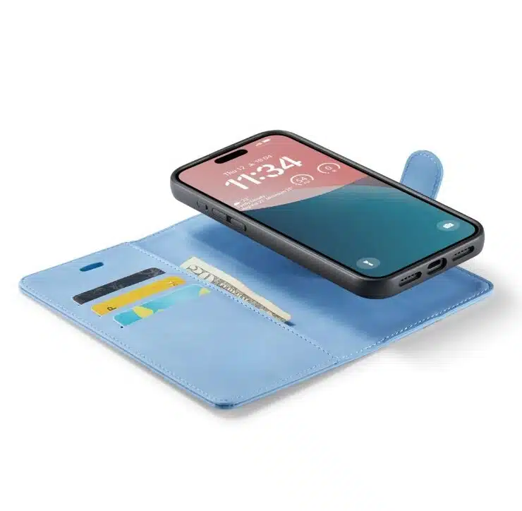 Cityhoesje-Bookcase-iPhone 16-2 in 1-Blauw - Afbeelding 4