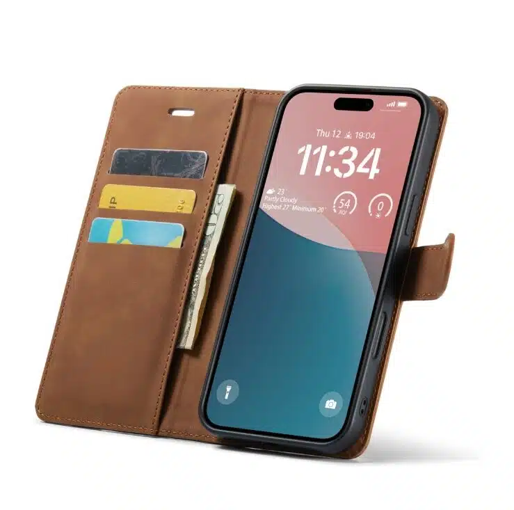 Cityhoesje-Bookcase-iPhone 16-2 in 1-Bruin - Afbeelding 4