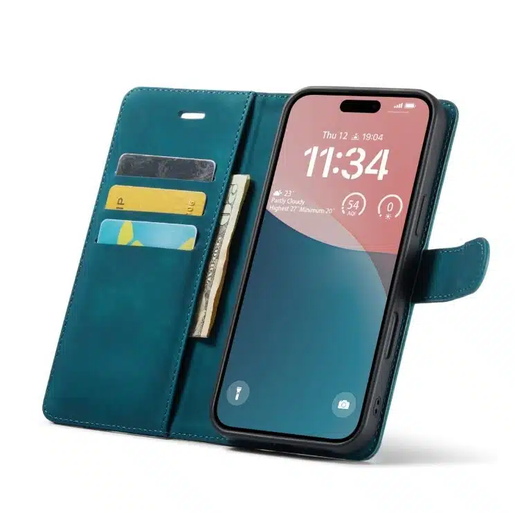 Cityhoesje-Bookcase-iPhone 16 Pro – 2 in 1-Groen - Afbeelding 6