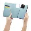 Cityhoesje-Bookcase-iPhone 16 Pro-2 in 1-Licht Blauw - Thumbnail Image 4