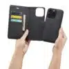 Cityhoesje-Bookcase-iPhone 16 Pro Max-2 in 1-Zwart - Thumbnail Image 2