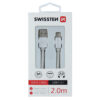 Swissten - Textile - USB to USB-C -  2 mtr - Fast Charging - Zilver - Thumbnail Image 2