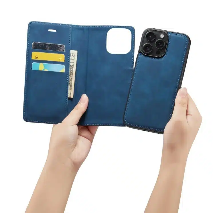 Cityhoesje-Bookcase-iPhone 16 Pro Max-2 in 1-Donker Blauw - Afbeelding 2