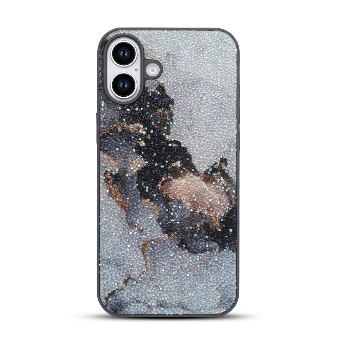 Casemania-iphone 17-Backcover-Zwart Grijs -Marmer Glitter-6