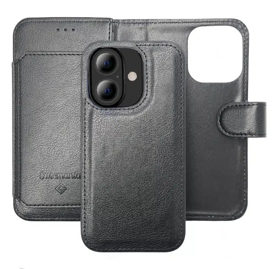 Iphone 16 Plus-Multiple Pockets Magnetic 2 in 1 Wallet -Zwart-1-Cityhoesje.nl
