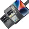 Iphone 16 Plus-Multiple Pockets Magnetic 2 in 1 Wallet -Zwart-4-Cityhoesje.nl