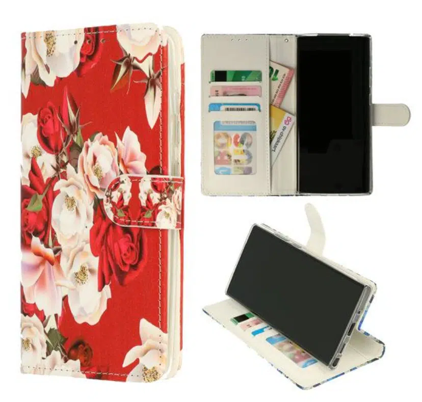 Samsung S24 Ultra-Bookcase Print- Bloemen Rood-1-Cityhoesje.nl
