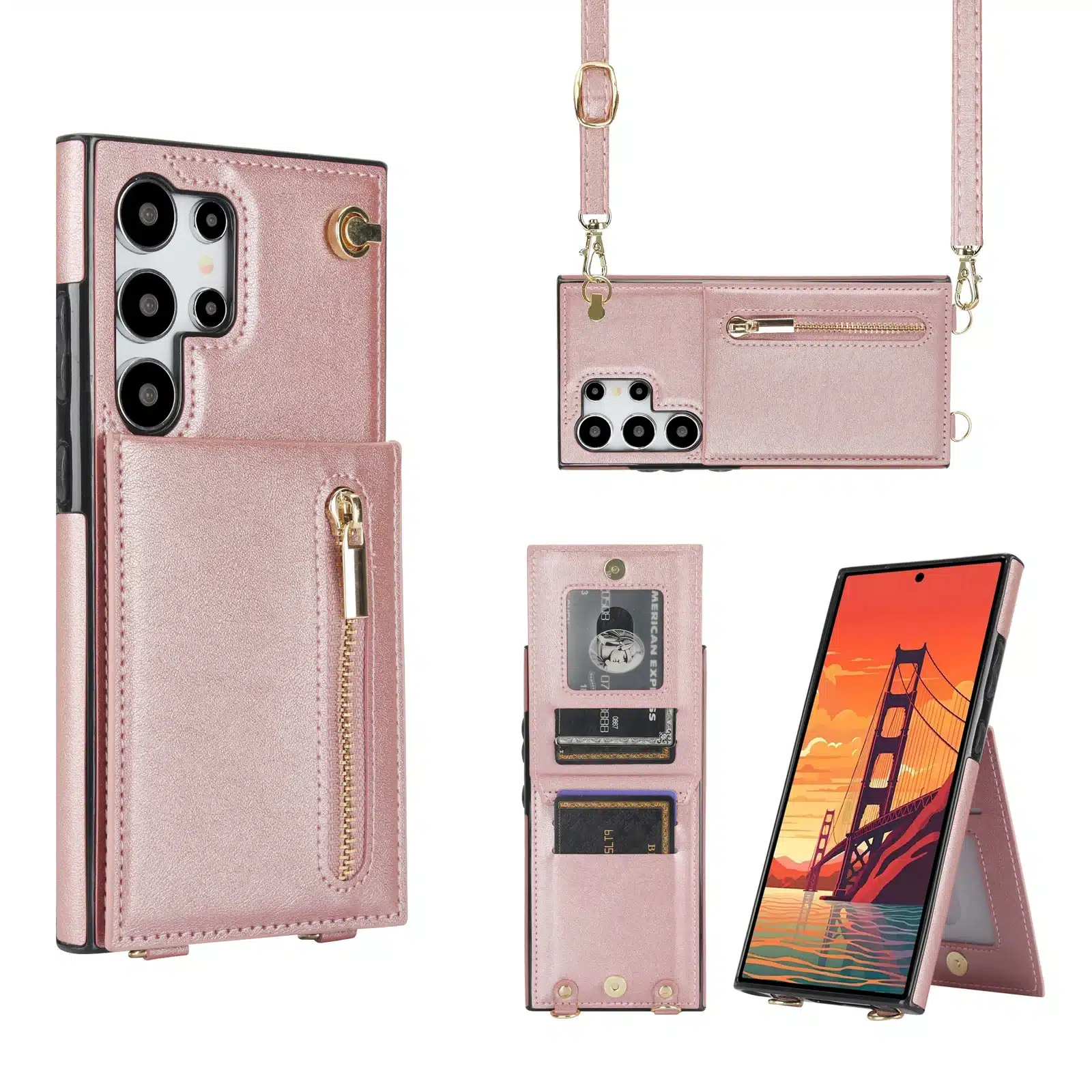Solidenz - Fashion Portemonnee Geschikt voor - Samsung S25 Ultra - Roségoud - Afbeelding 1