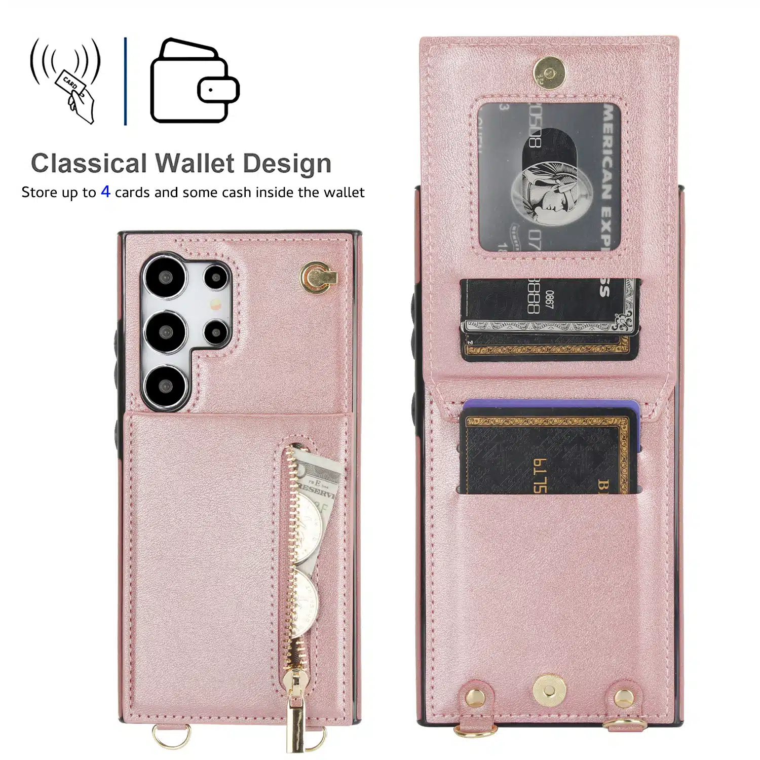 Solidenz - Fashion Portemonnee Geschikt voor - Samsung S25 Ultra - Roségoud - Afbeelding 2