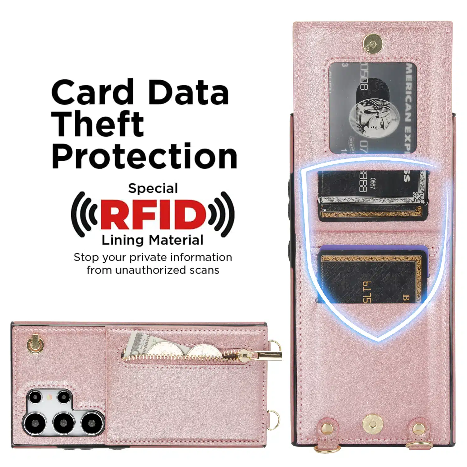 Solidenz - Fashion Portemonnee Geschikt voor - Samsung S25 Ultra - Roségoud - Afbeelding 5