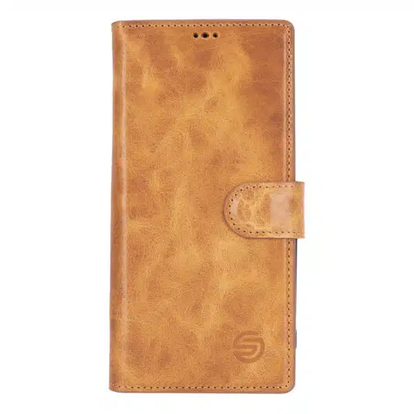 Solidenz - Moda Book - Geschikt voor Samsung S24 Ultra echt leren hoesje – Bruin