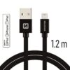 Swissten Textile USB MFI Lightning Cable - 1.2 m - Fast Charging - Zwart - Thumbnail Image 1