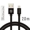 Swissten Textile USB MFI Lightning Cable - 2 m - Fast Charging - Zwart - Thumbnail Image 1