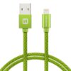 Swissten Textile USB MFI Lightning Cable - 2 m - Fast Charging - Groen - Thumbnail Image 1