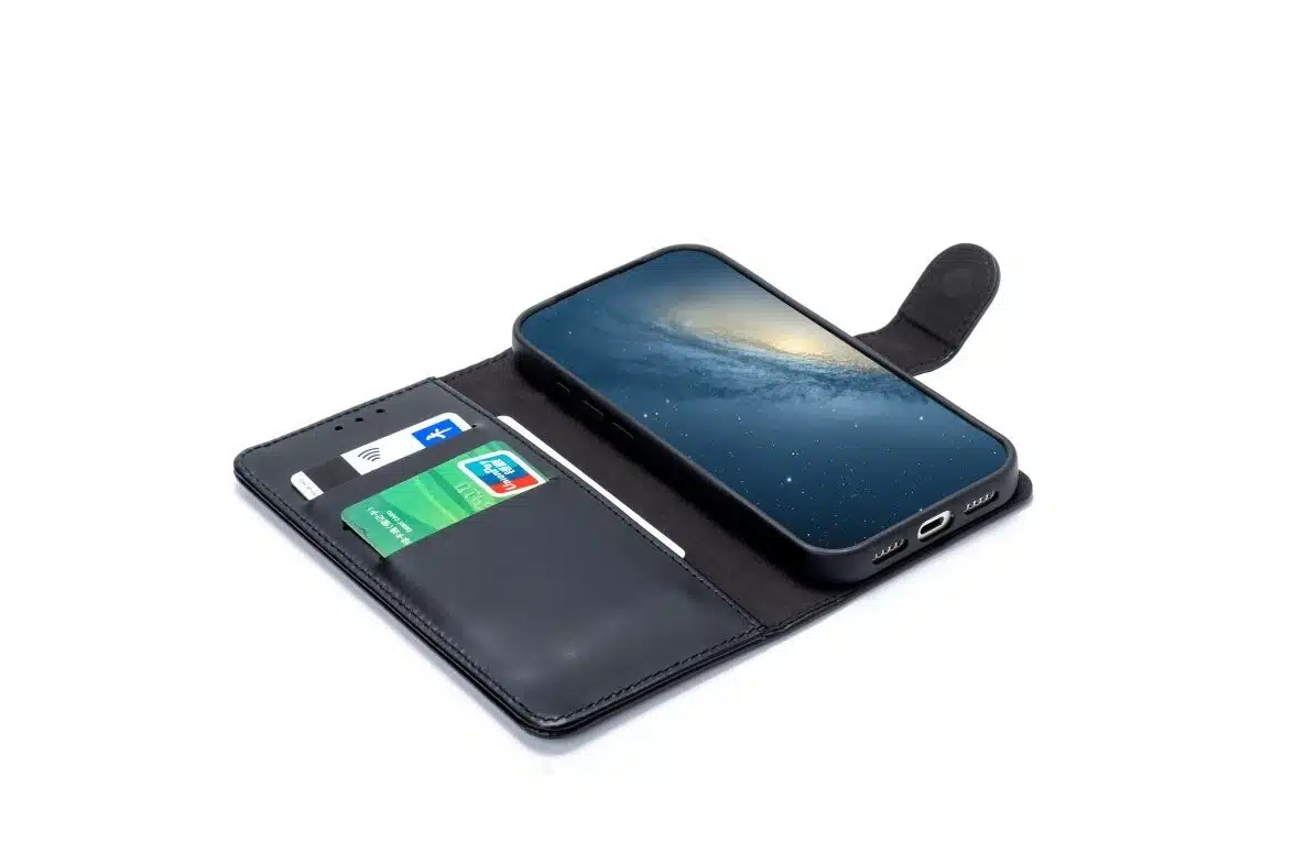Cityhoesje-Bookcase-iPhone 17 Pro-18 Pro-Leer-Zwart - Afbeelding 3