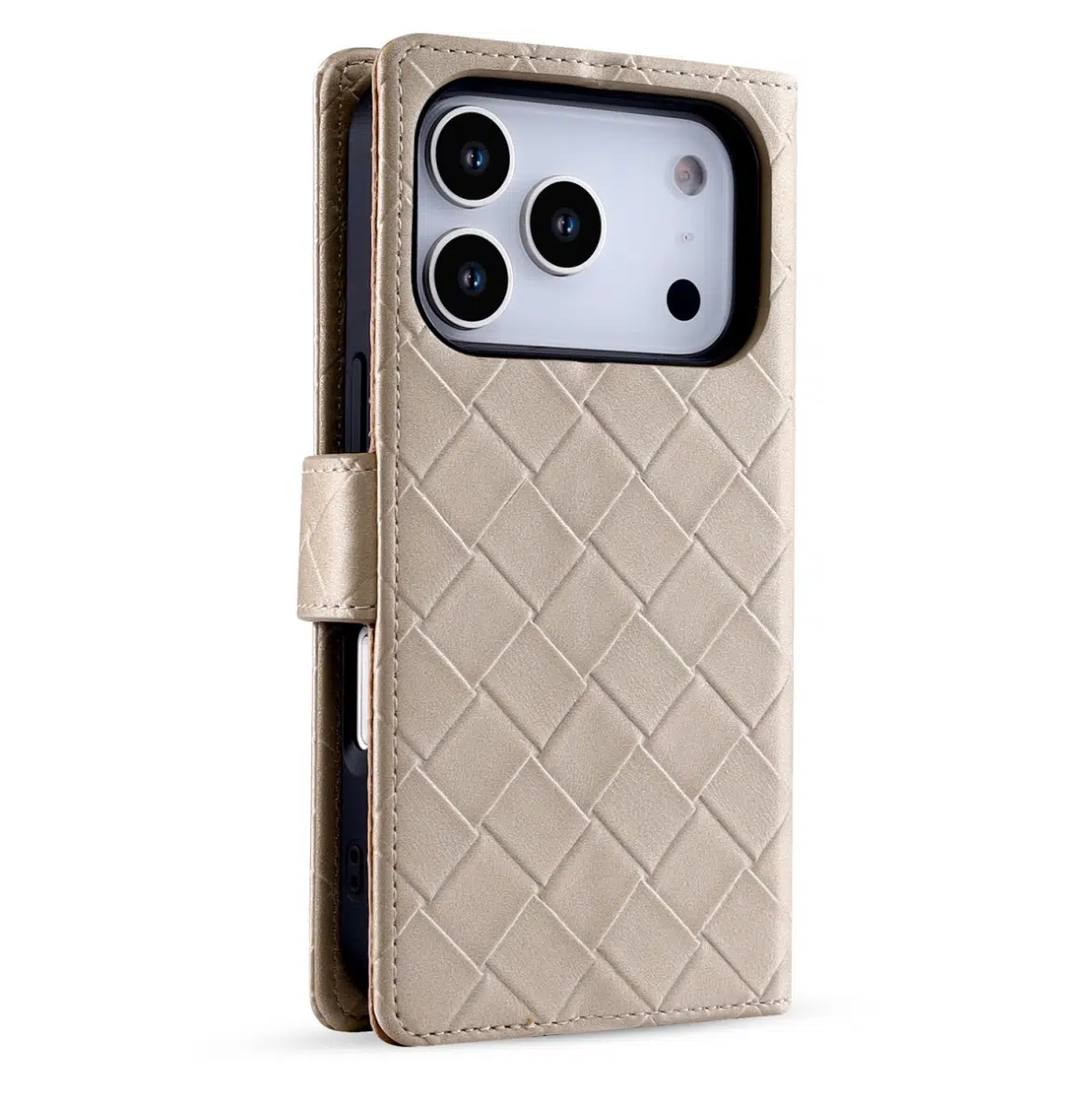 Cityhoesje-Bookcase 2-in-1-Woven-MagSafe-iPhone 17 Pro-18 pro-Goud - Afbeelding 5
