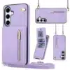 Solidenz Fashion Portemonnee hoesje met koord Samsung Galaxy S25 FE – Paars - Thumbnail Image 1