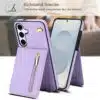 Solidenz Fashion Portemonnee hoesje met koord Samsung Galaxy S25 FE – Paars - Thumbnail Image 4