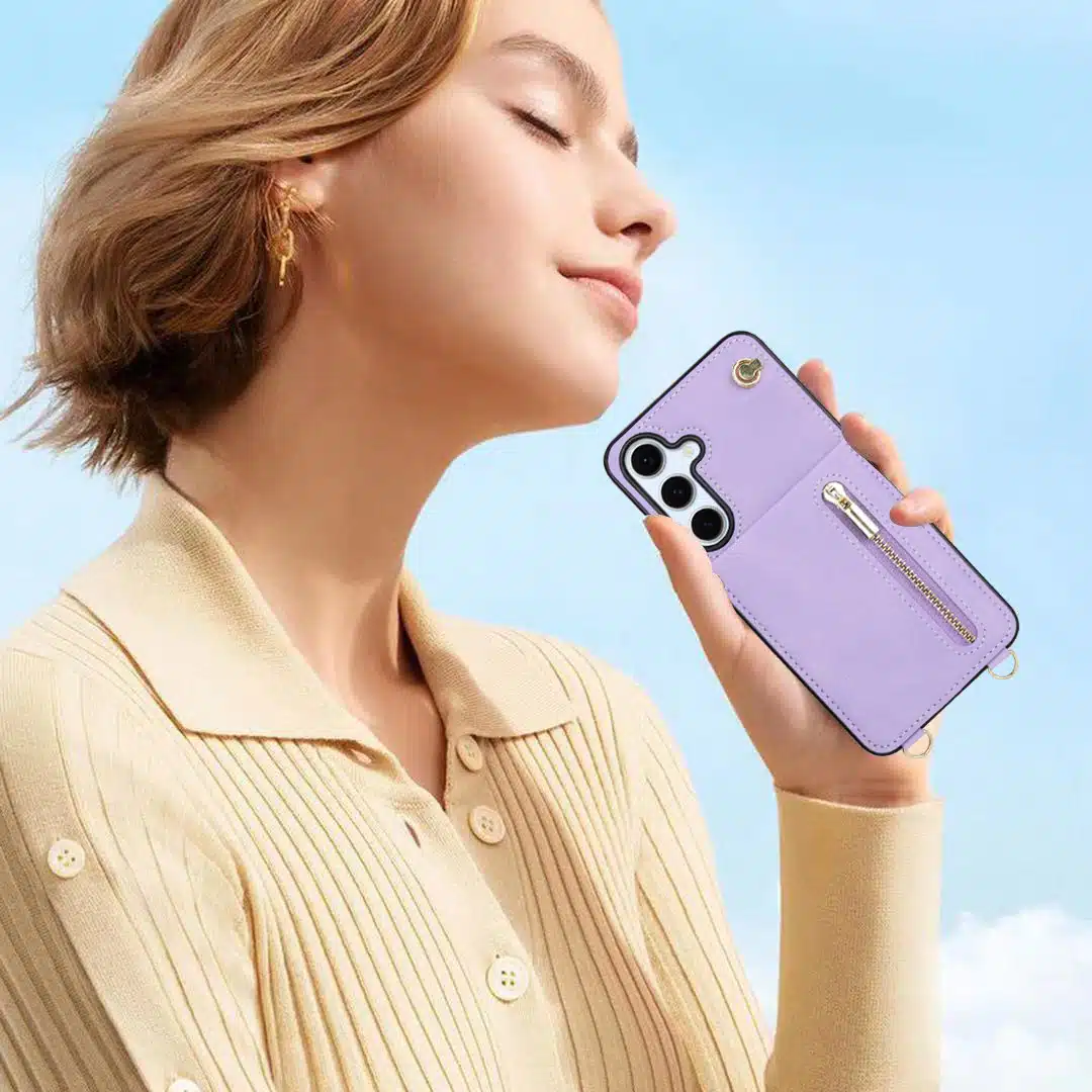 Solidenz Fashion Portemonnee hoesje met koord Samsung Galaxy S25 FE – Paars - Afbeelding 5
