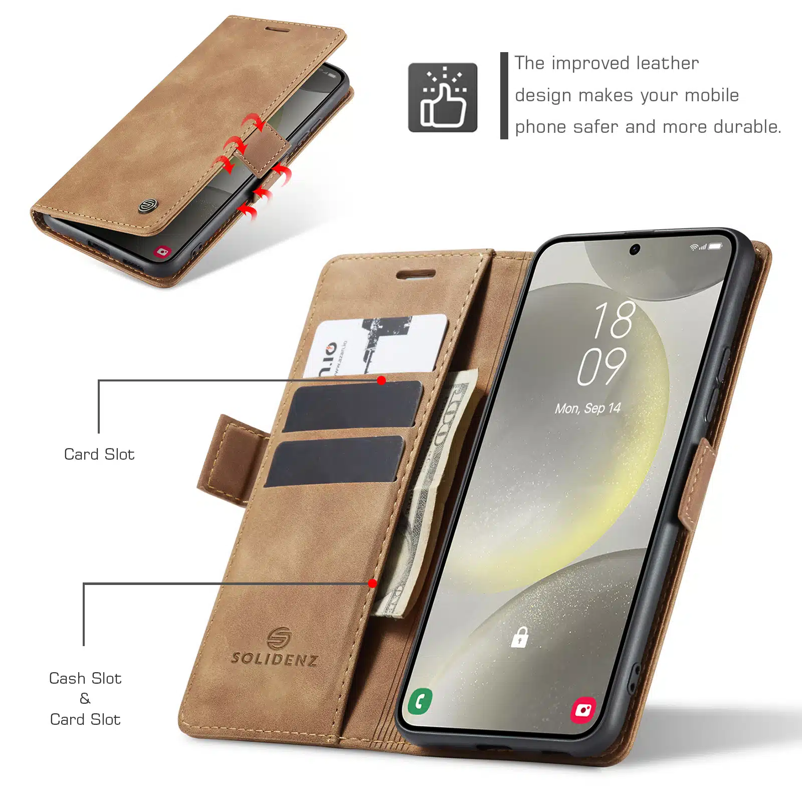 Solidenz Urban Book Samsung Galaxy S25 FE hoesje – Bruin - Afbeelding 6