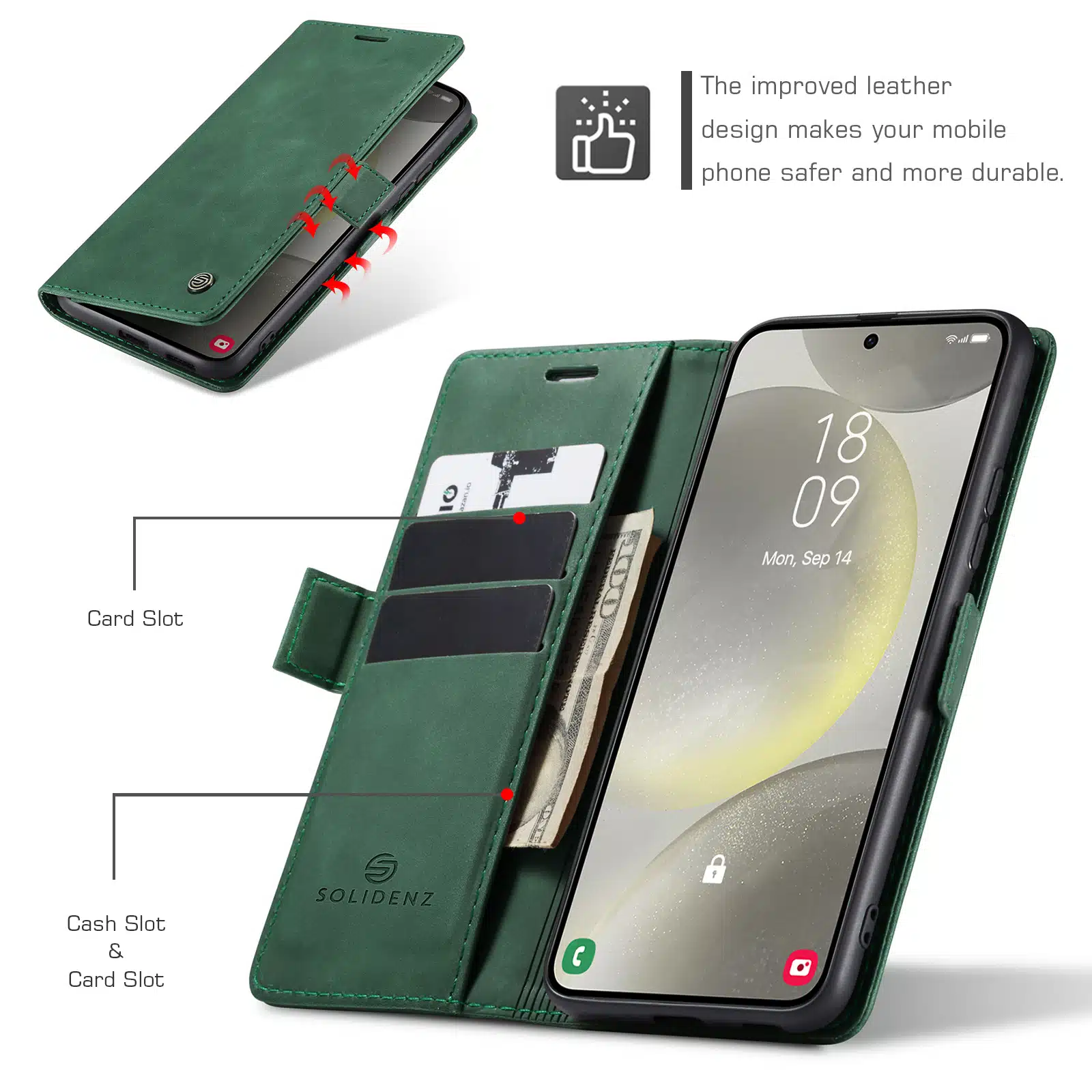 Solidenz Urban Book Samsung Galaxy S25 FE hoesje – Groen - Afbeelding 5