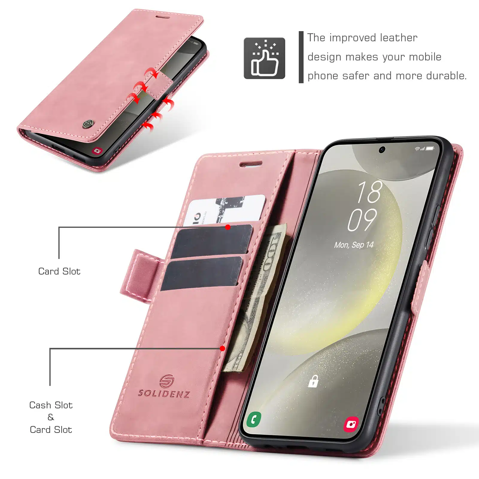 Solidenz Urban Book Samsung Galaxy S25 FE hoesje – Roze - Afbeelding 6
