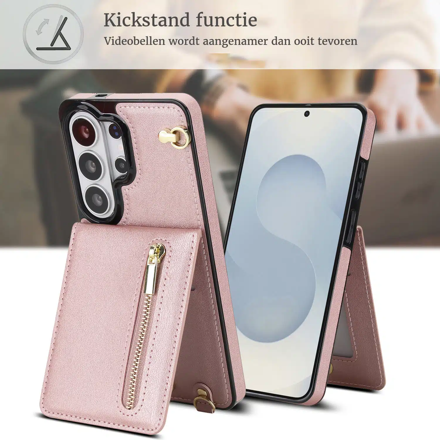 Solidenz Fashion Portemonnee hoesje met koord Samsung Galaxy S26 Ultra – Roségoud - Afbeelding 5